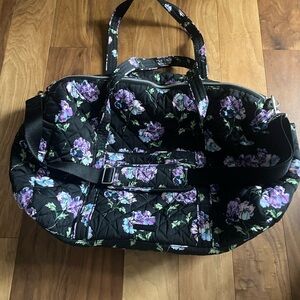 Vera Bradley Black and Purple Floral XL Duffel Travel Bag